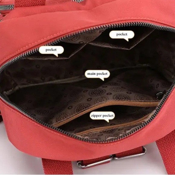 Rhombus Quilted Backpack Women Top-Handle Purse Nylon Casual Travel School Bag - Picture 3 of 5